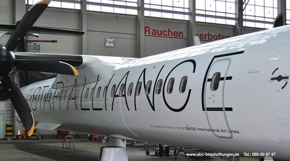 Flugzeugbeschriftung ABC Beschriftungsbedarf München