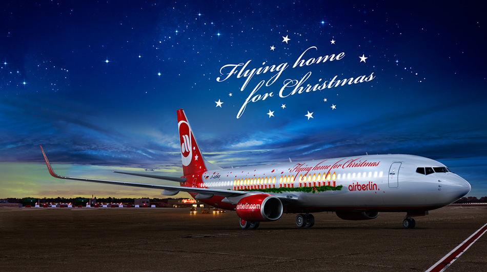 Flugzeugbeschriftung Air Berlin Christmas 2013 ABC Beschriftungsbedarf GmbH München