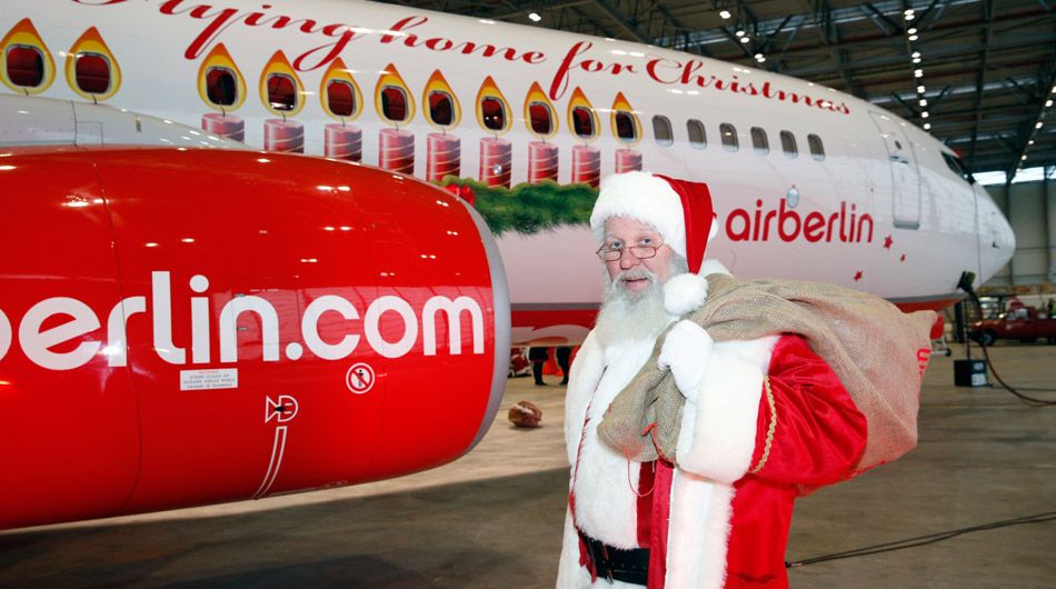 Flugzeugbeschriftung Air Berlin Christmas 2013 ABC Beschriftungsbedarf GmbH München