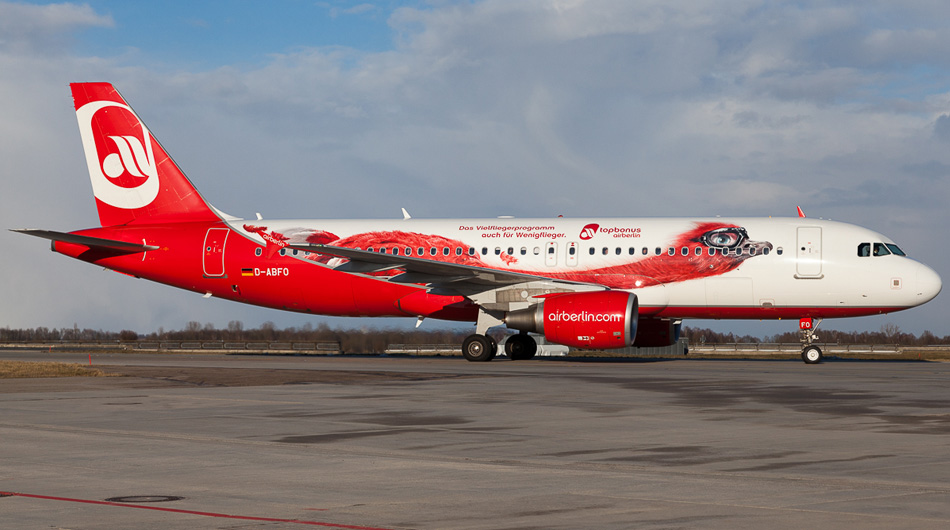 Flugzeugbeschriftung Air Berlin Top Bonus ABC Beschriftungsbedarf GmbH München