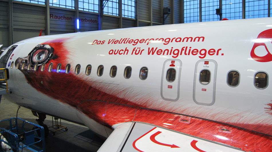 Flugzeugbeschriftung Air Berlin Top Bonus ABC Beschriftungsbedarf GmbH München