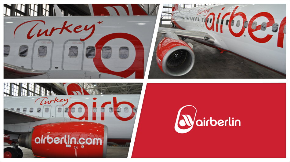 Flugzeugbeschriftung Airberlin Turkey ABC Beschriftungsbedarf München