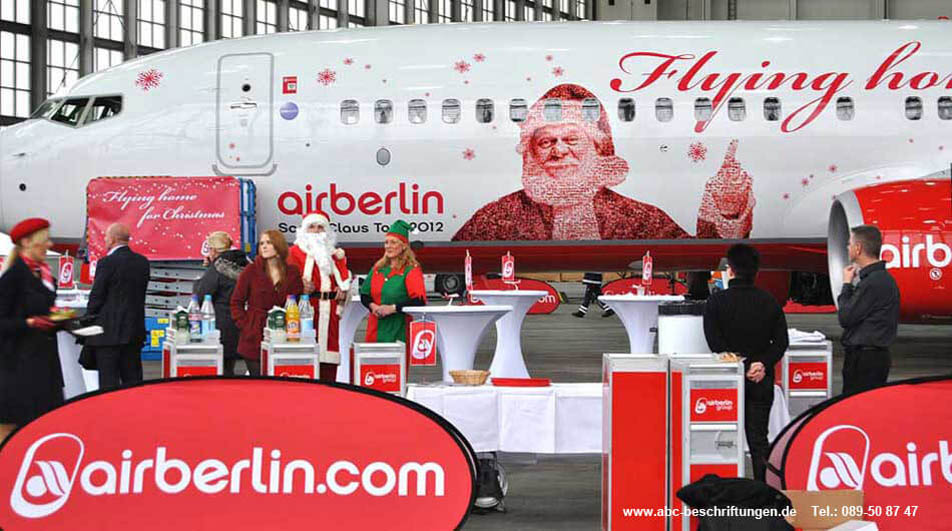 Flugzeugbeschriftung Airberlin Nikolaus ABC Beschriftungsbedarf München