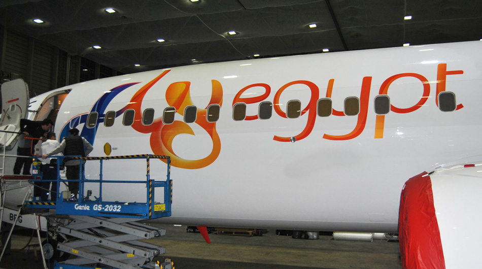  Flugzeugbeschriftung Fly Egypt ABC Beschriftungsbedarf GmbH München