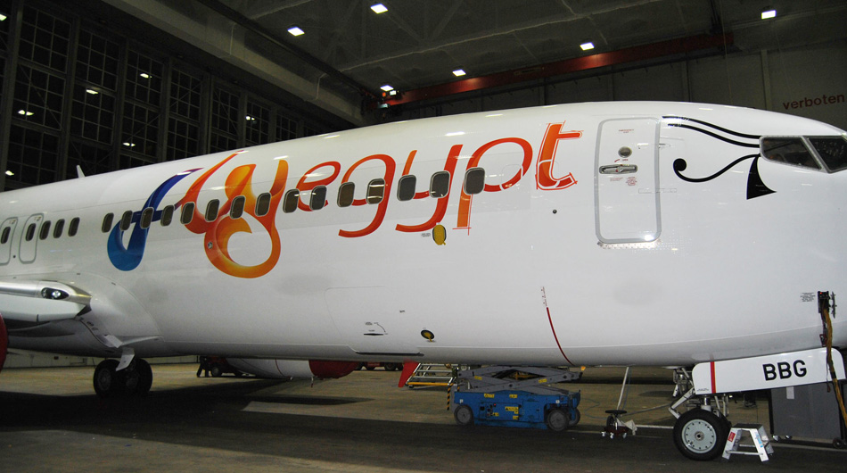  Flugzeugbeschriftung Fly Egypt ABC Beschriftungsbedarf GmbH München