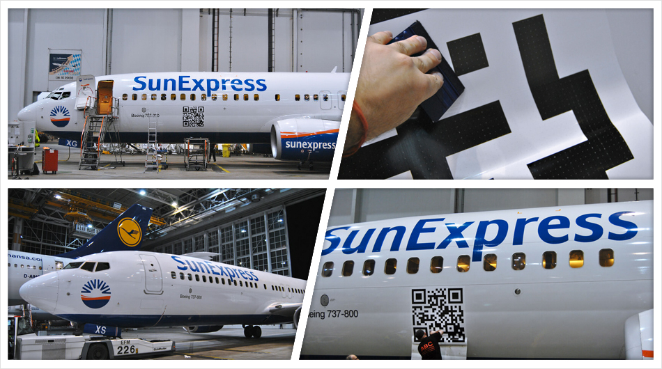 Flugzeugbeschriftung SunExpress Code ABC Beschriftungsbedarf München